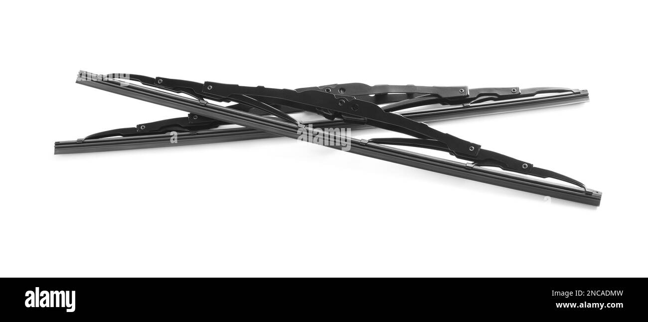 Pair of car windshield wipers on white background Stock Photo Alamy