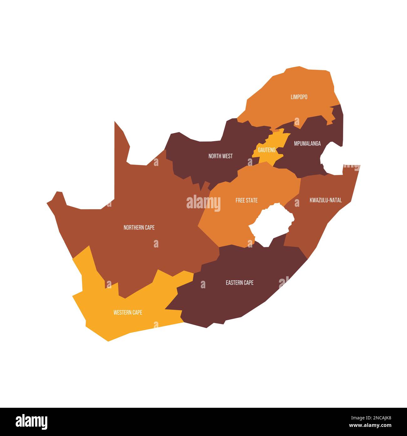 South Africa Political Map Of Administrative Divisions Provinces Flat Vector Map With Name 