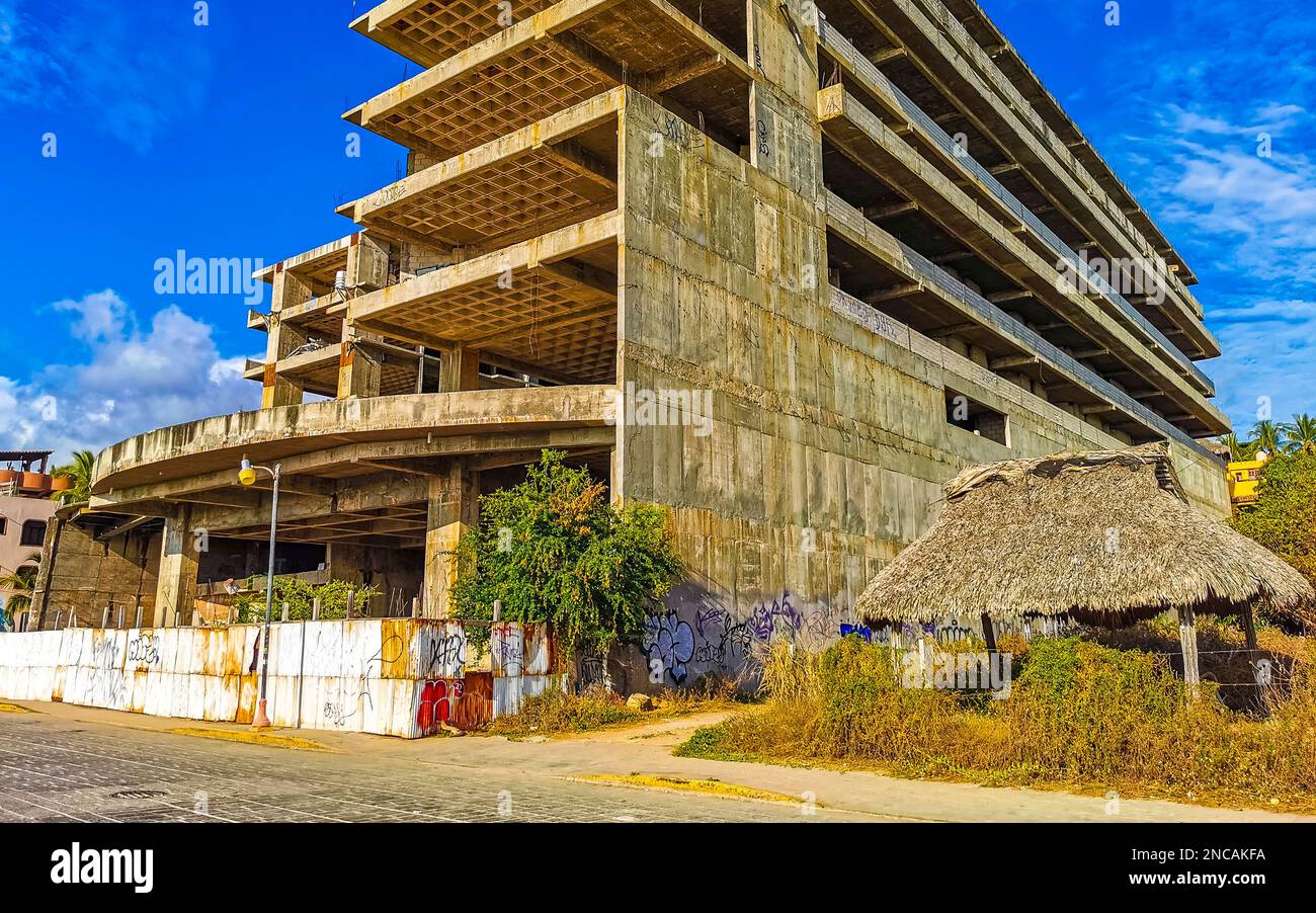 Huge gigantic construction stop building ruin building site in Zicatela ...
