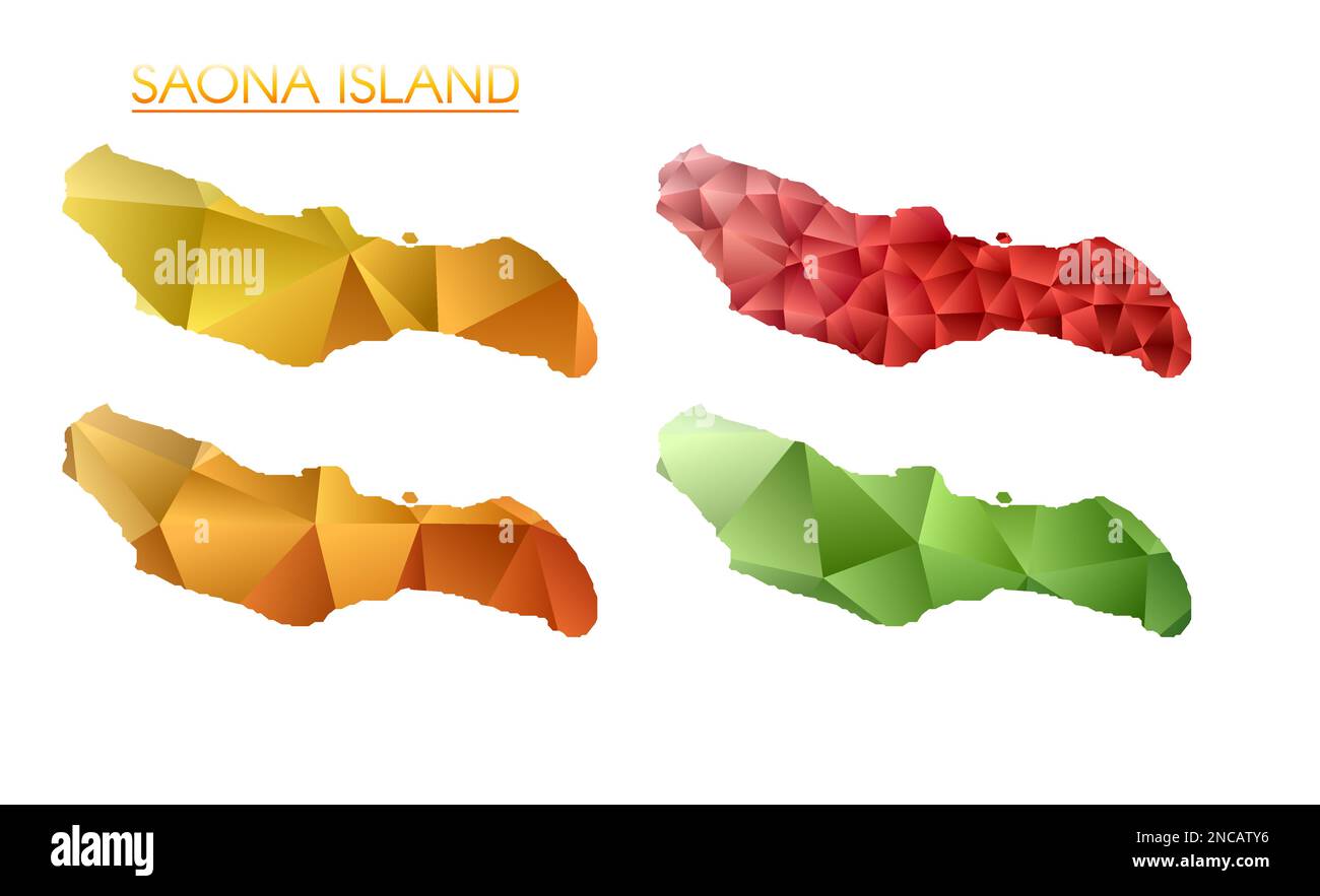 Set of vector polygonal maps of Saona Island. Bright gradient border
