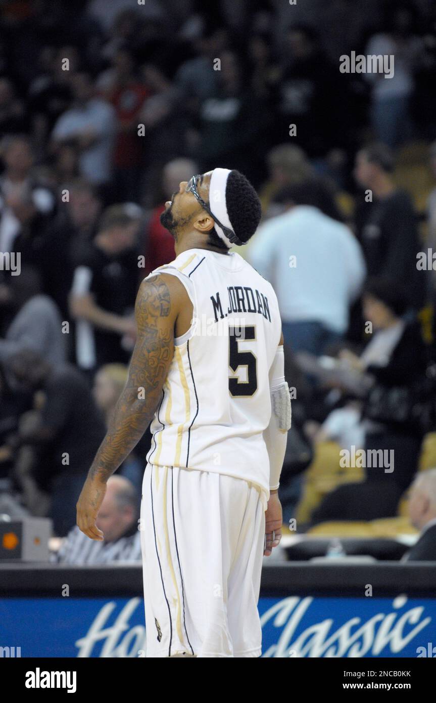 Central Florida guard Marcus Jordan looks up at the scoreboard during
