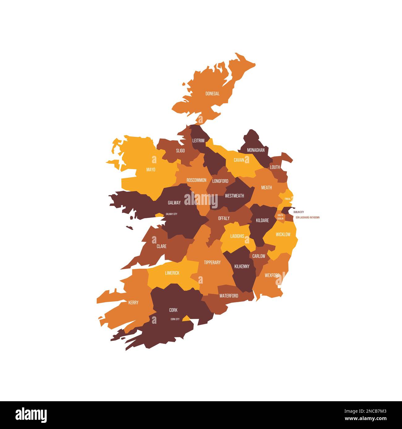 Ireland political map of administrative divisions - counties and cities ...