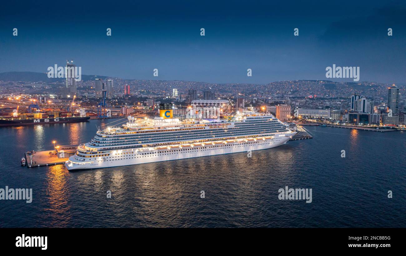 Costa Venezia, one of the world's largest cruise lines, waiting in Izmir port. High quality photo Stock Photo