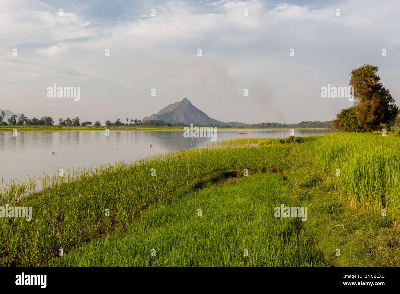 Salween River near Hpa-An. Rural landscape. Myanmar. Stock Photo