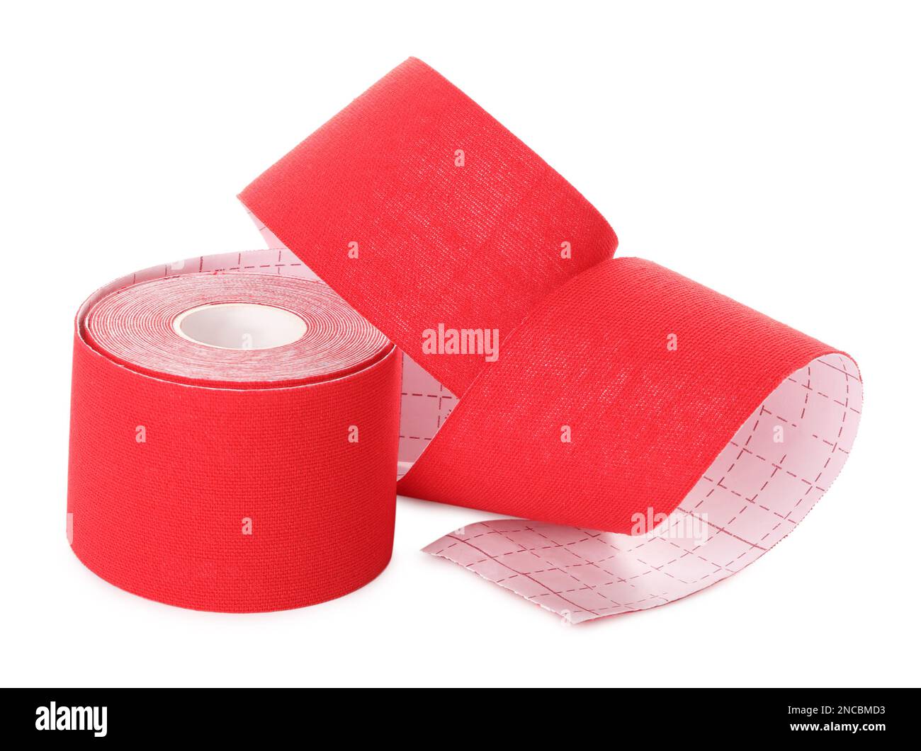 Red kinesio tape in roll on white background Stock Photo Alamy