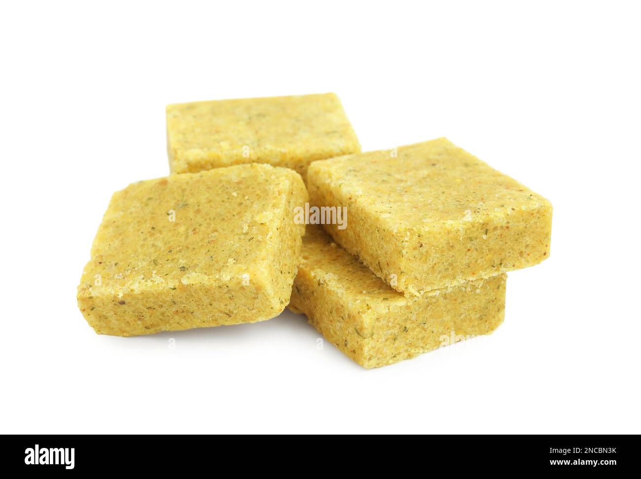 Bouillon cubes on white background. Broth concentrate Stock Photo Alamy