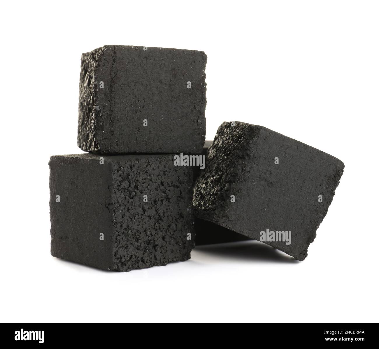 Stack of charcoal cubes for hookah on white background Stock Photo Alamy