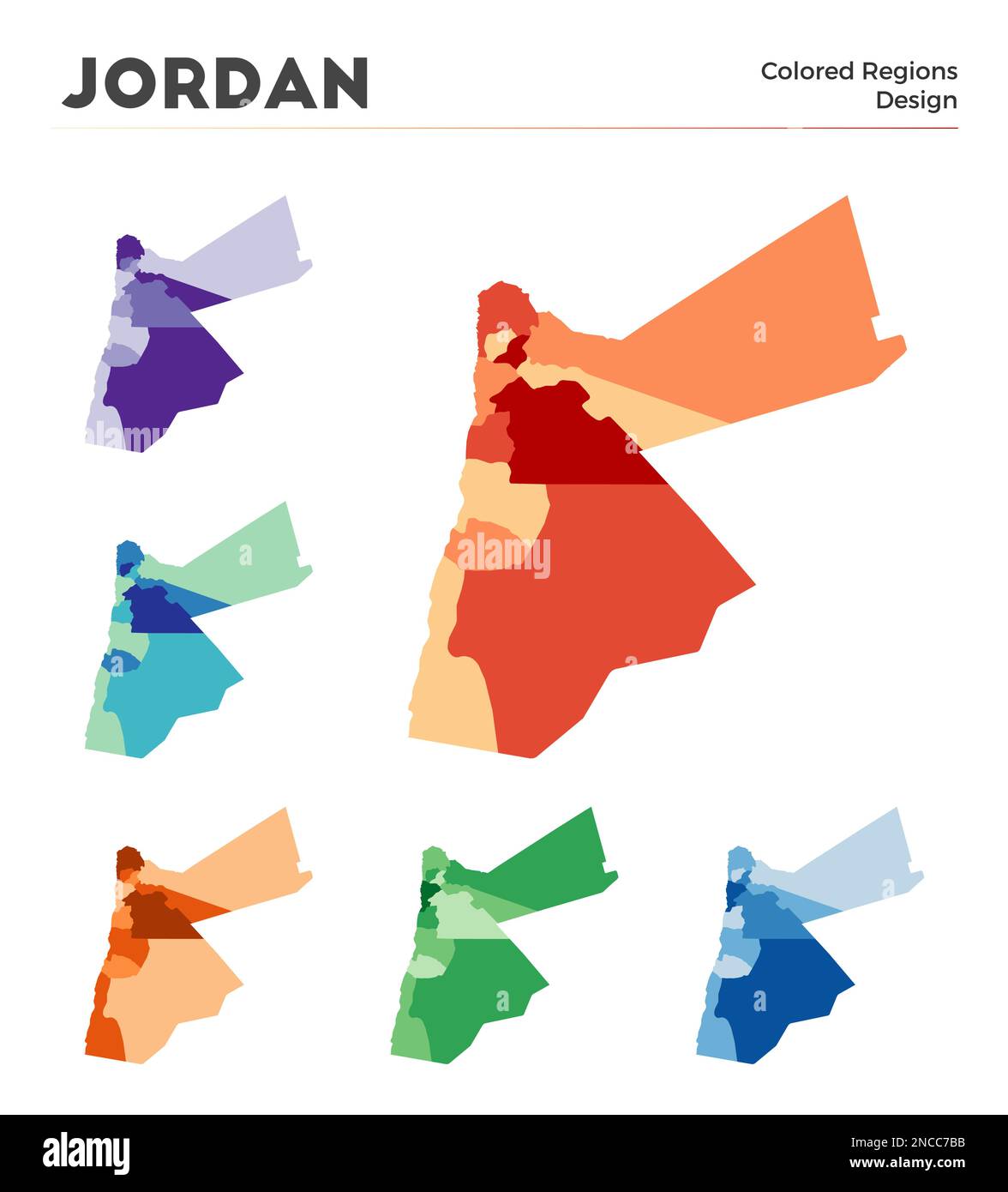 Jordan map collection. Borders of Jordan for your infographic. Colored