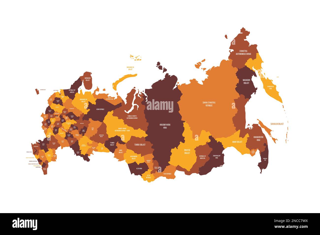 Political Map Of Russia And The Republics