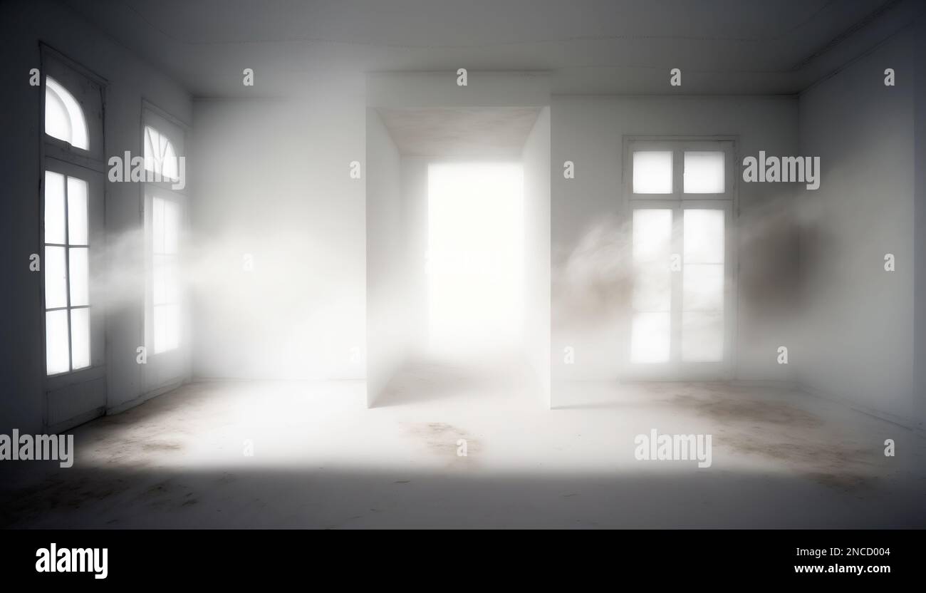 Abandoned interior with dust inside. 3D render Stock Photo Alamy