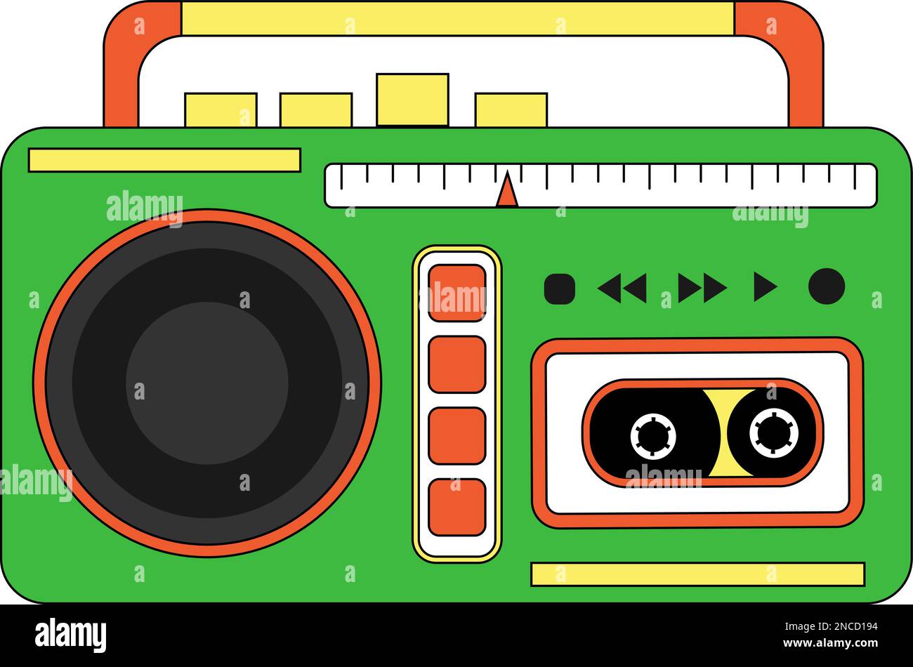 Cassette retro tape recorder. Style of the 80s and 90s Stock Vector