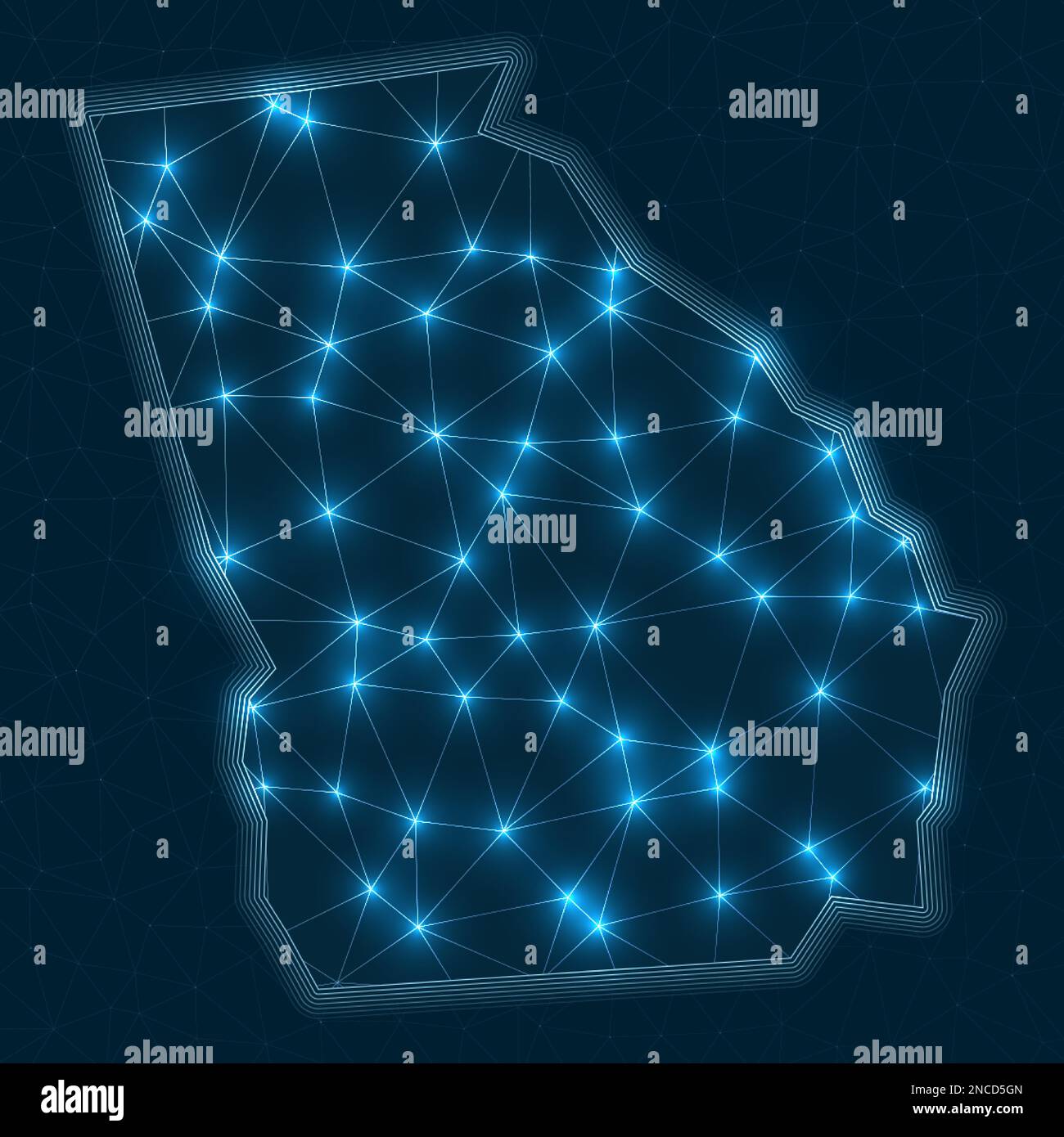 network map. Abstract geometric map of the us state. Digital