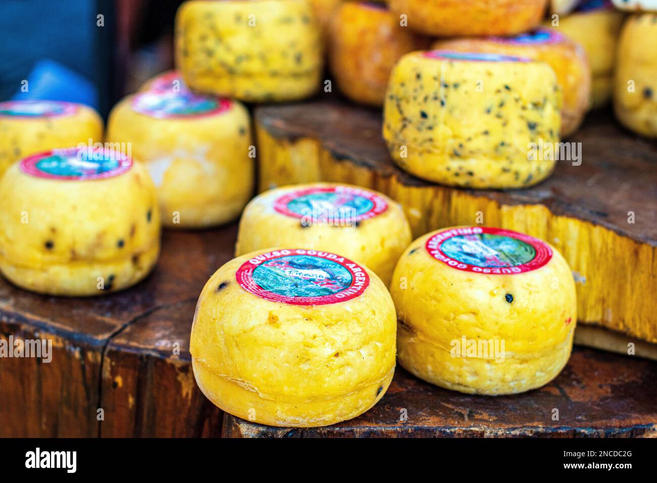 Argentinian gouda cheese with pepper molds Stock Photo Alamy