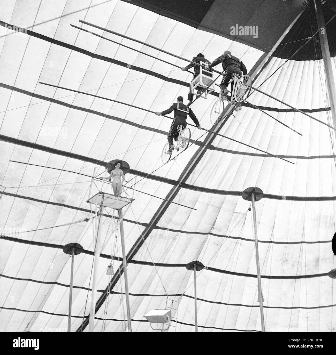 The Great Wallendas Form A Pyramid As They Do Their High Wire Act At Palisades Amusement Park N