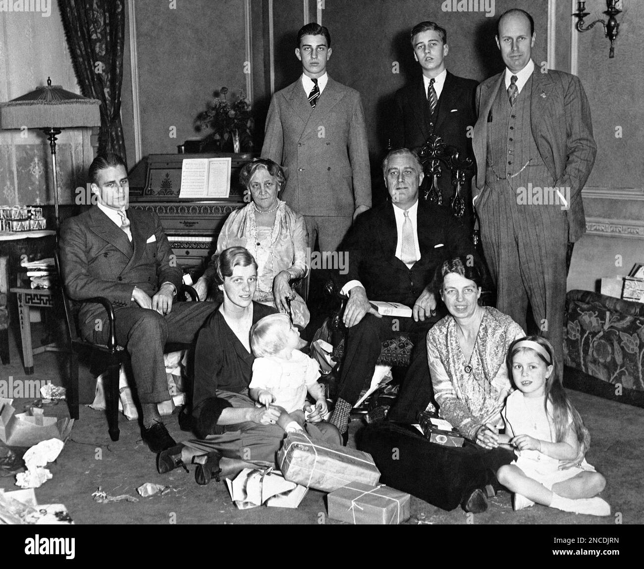 Four generations of Roosevelts gather at the executive mansion in Albany, New York to observe