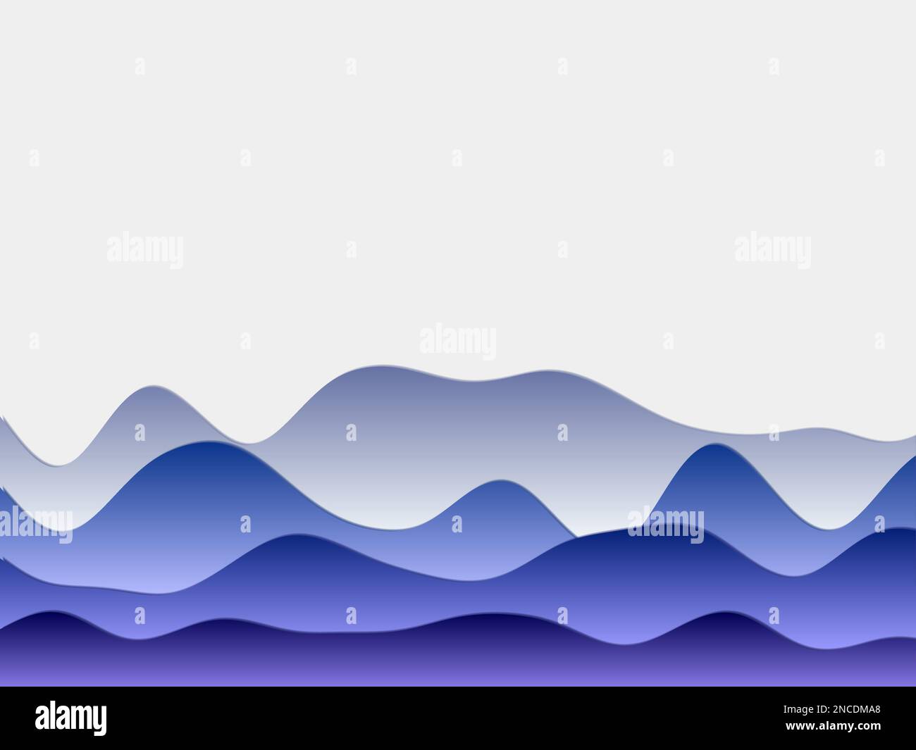 Abstract mountains background. Curved layers in indigo colors. Papercut