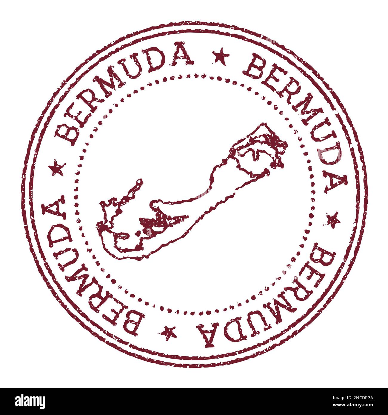 Bermuda Round Rubber Stamp With Island Map Vintage Red Passport Stamp With Circular Text And 6580