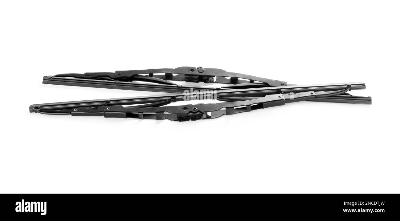 Pair of car windshield wipers on white background Stock Photo Alamy