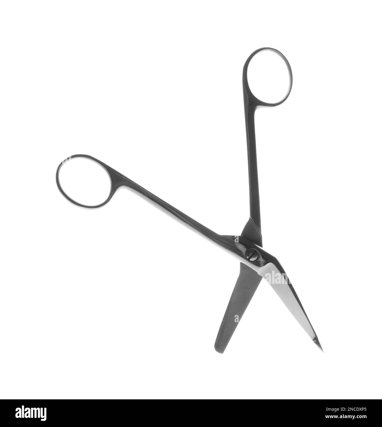 Surgical scissors on white background. Medical instrument Stock Photo