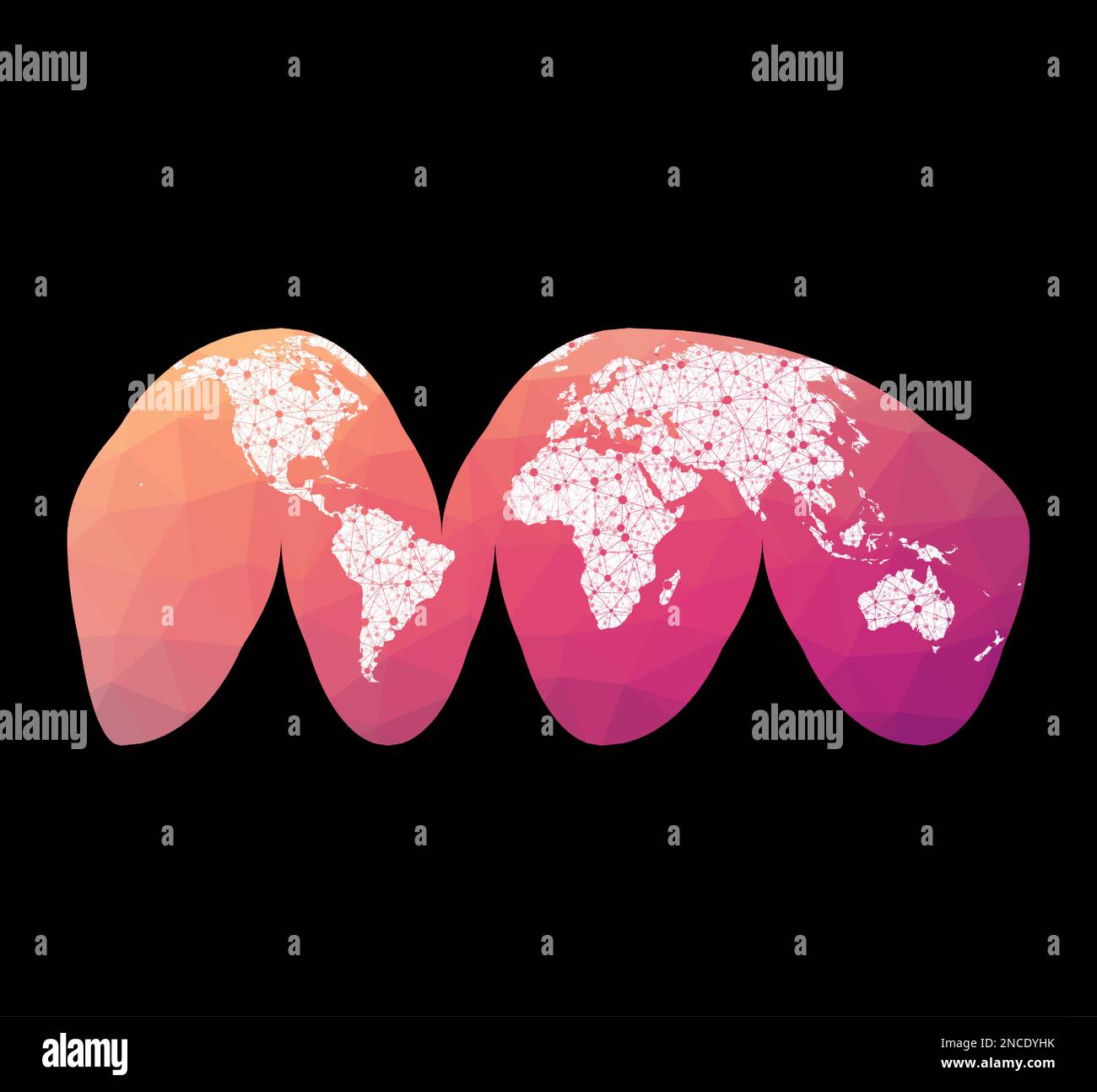World network map. Goode's interrupted homolosine projection. Wired ...