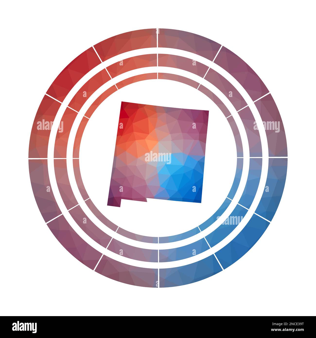 New Mexico badge. Bright gradient logo of us state in low poly style