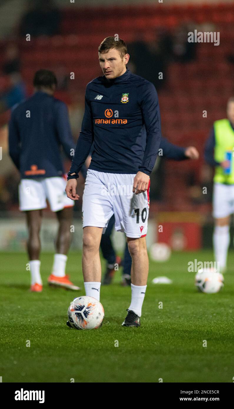 Wrexham, Wales. 14th February 2023. Wrexham, Wrexham County Borough, Wales. 14th February 2023. Wrexham's Paul Mullin warms up, during Wrexham Association Football Club V Woking Football Club at The Racecourse Ground, in in the Vanarama National League. (Credit Image: ©Cody Froggatt/Alamy Live News) Stock Photo