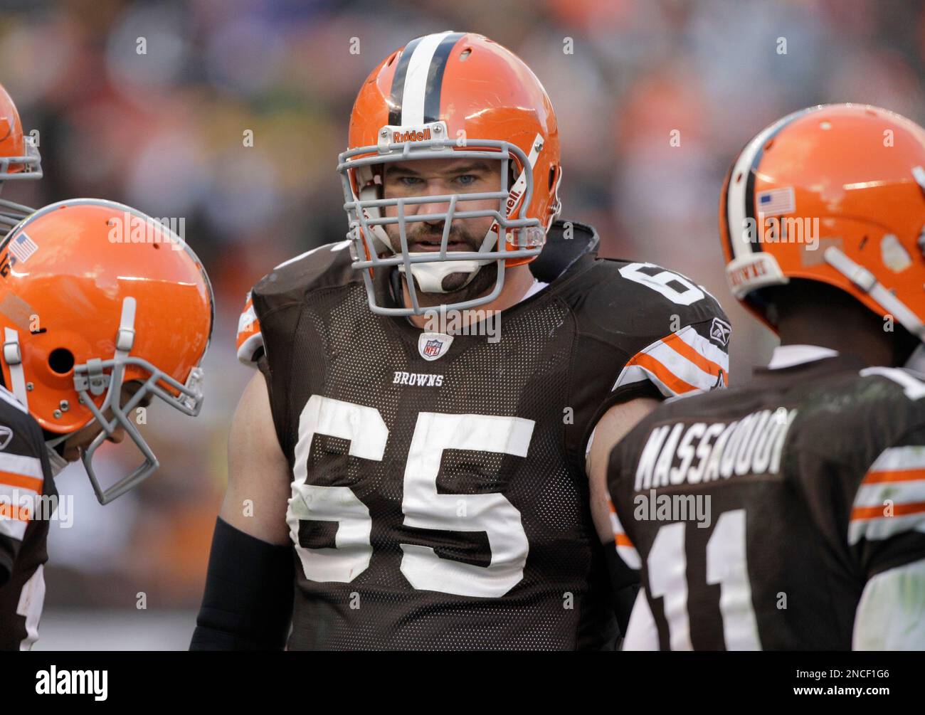 Cleveland Browns guard Eric Steinbach walks off the field after playing  against the Kansas City Chiefs in an NFL football game Sunday, Sept. 19,  2010, in Cleveland. (AP Photo/Tony Dejak Stock Photo 