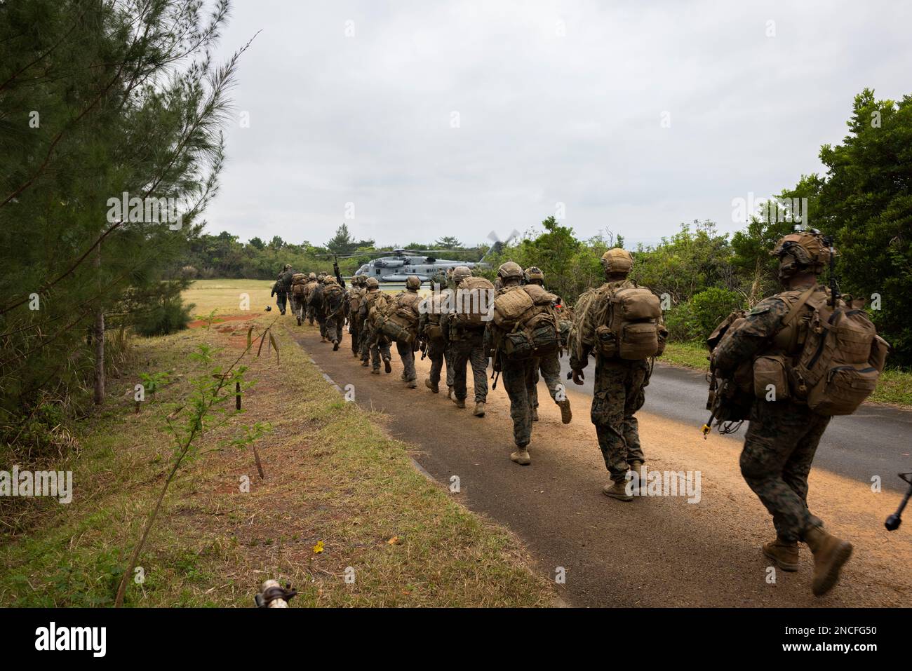 U.S. Marines with 3rd Battalion, 4th Marines board CH-53E Super ...