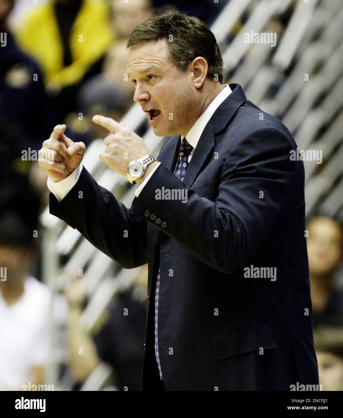 Kansas head coach Bill Self in an NCAA college basketball game against