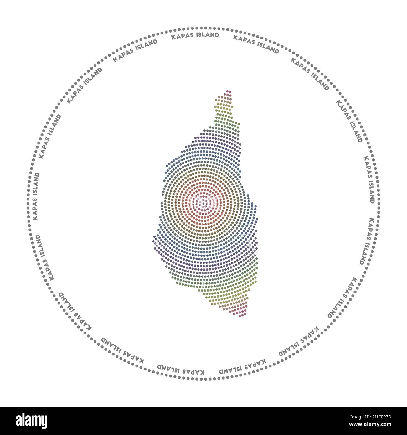 Kapas Island round logo. Digital style shape of Kapas Island in dotted ...