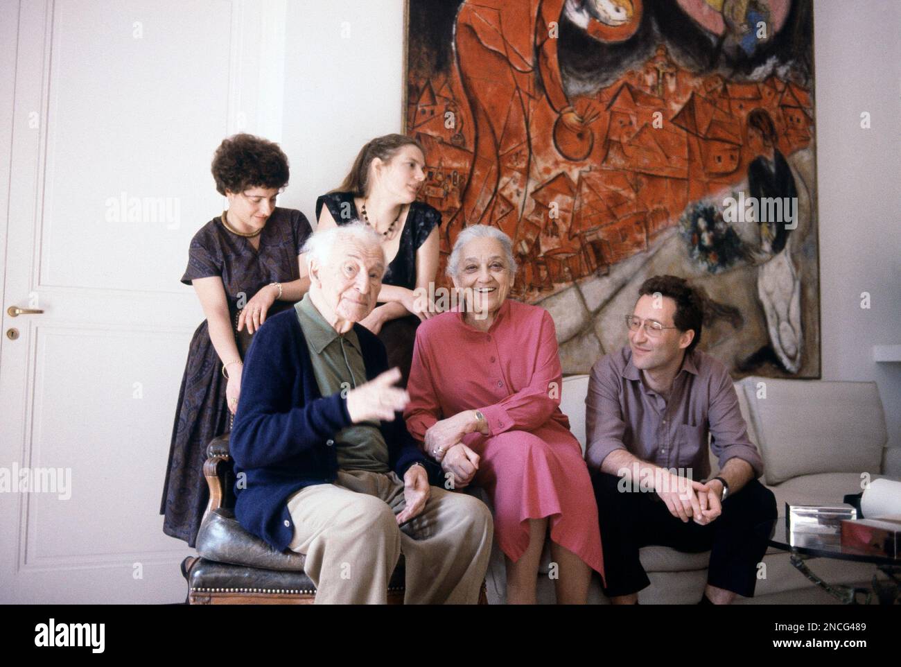 96-year old French Painter Marc Chagall with his wife and three of his ...