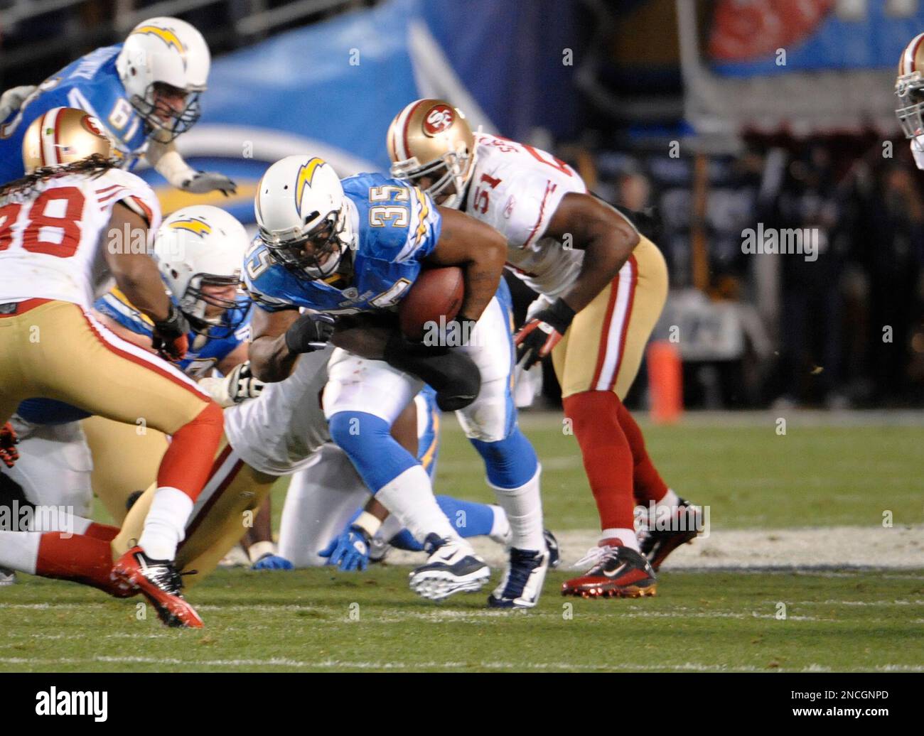 06 December 2009: San Diego Chargers Mike Tolbert during the Chargers game  against the Cleveland Browns in Cleveland, OH. (Icon Sportswire via AP  Images Stock Photo - Alamy