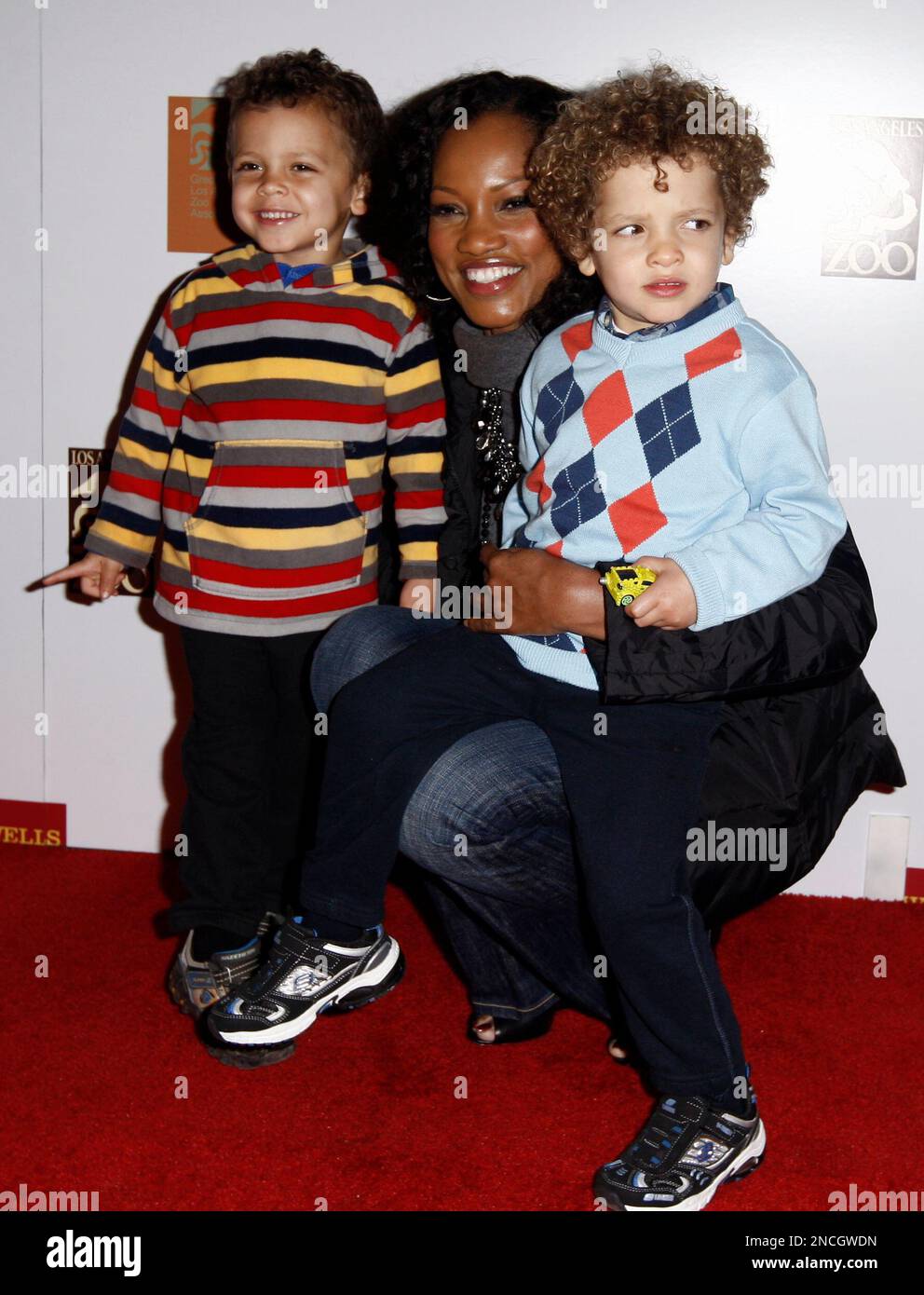 Actress Garcelle Beauvais, center, and her sons Jax Nilon, left, and(00)