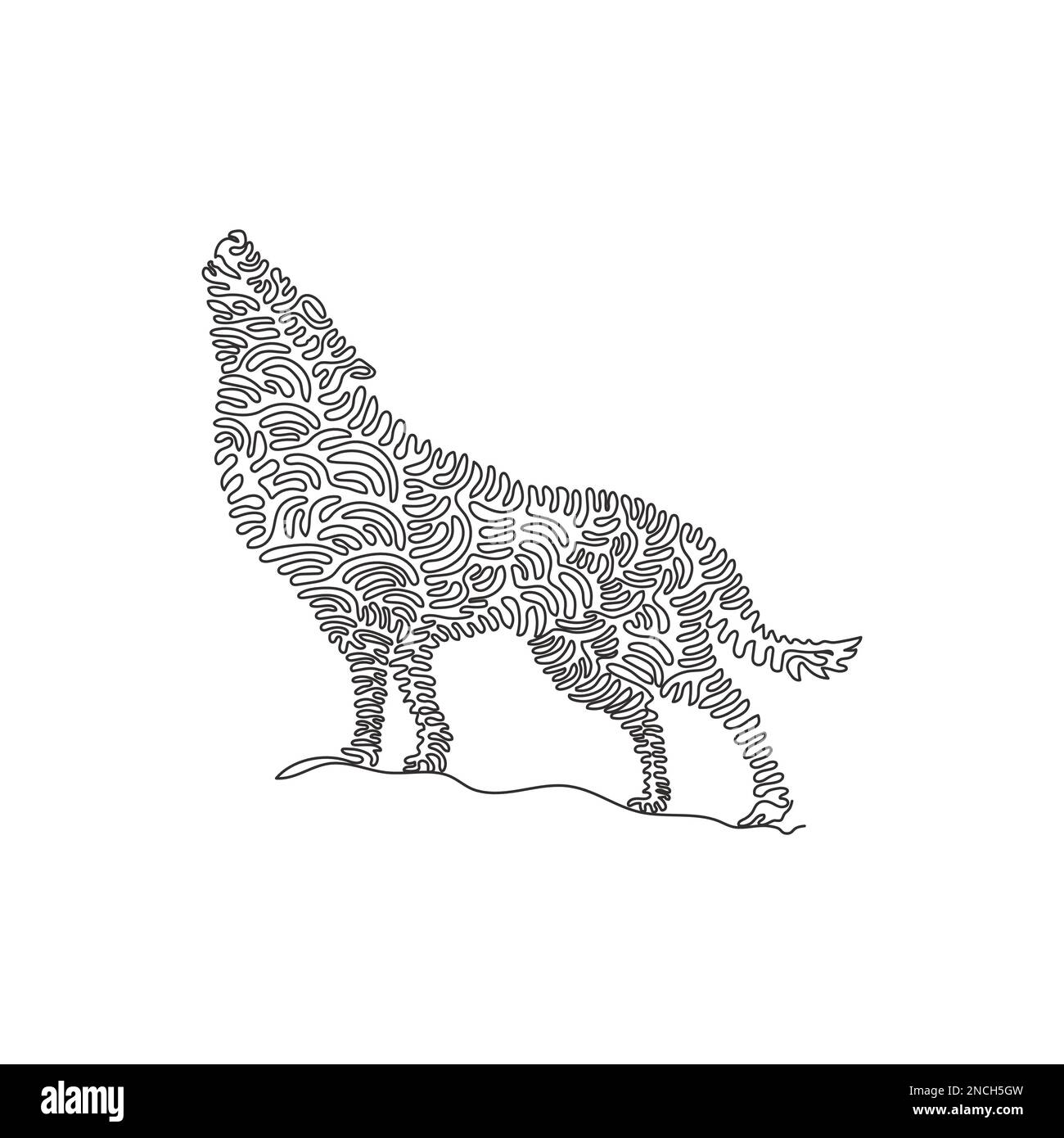 Single swirl continuous line drawing of wolves is a very intelligent ...