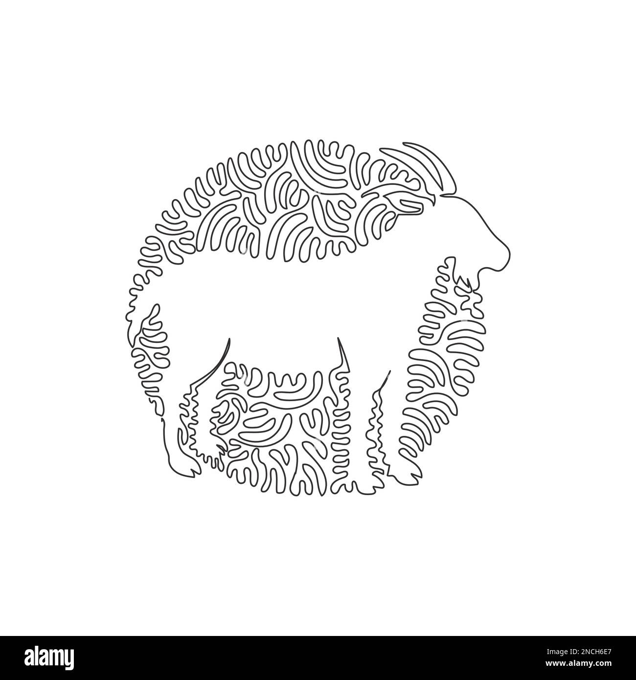 Continuous curve line drawing of goats are intelligent animals single