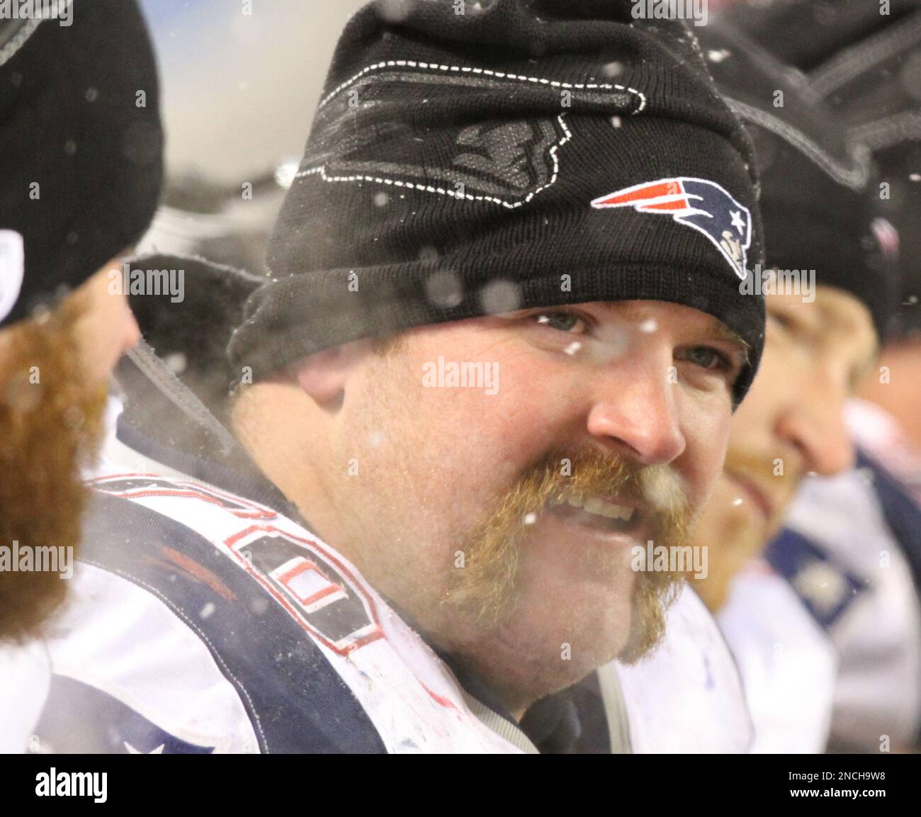 New England Patriots guard Logan Mankins on the bench in the second ...