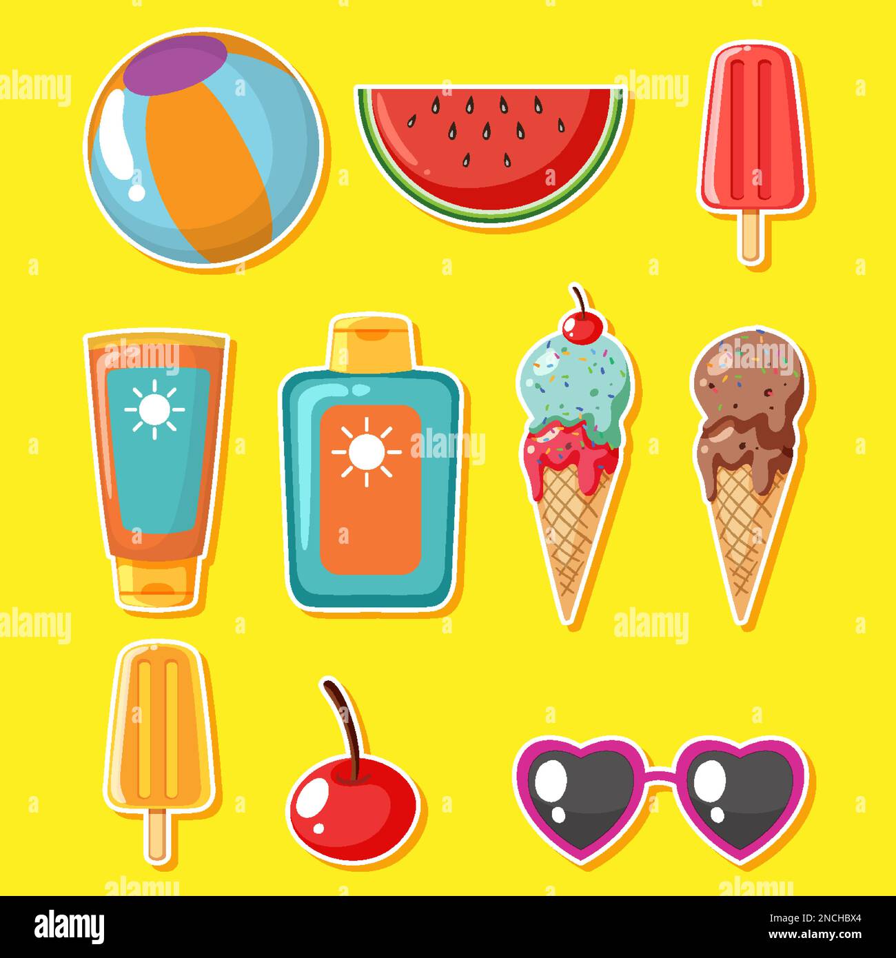 Summer beach icons set illustration Stock Vector Image & Art - Alamy