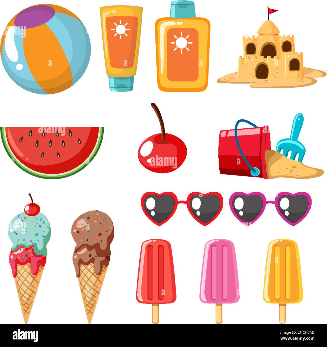 Summer beach icons set illustration Stock Vector Image & Art - Alamy