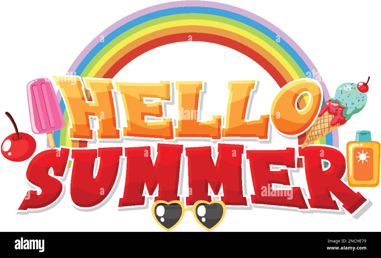 Hello summer text for banner or poster design illustration Stock Vector ...