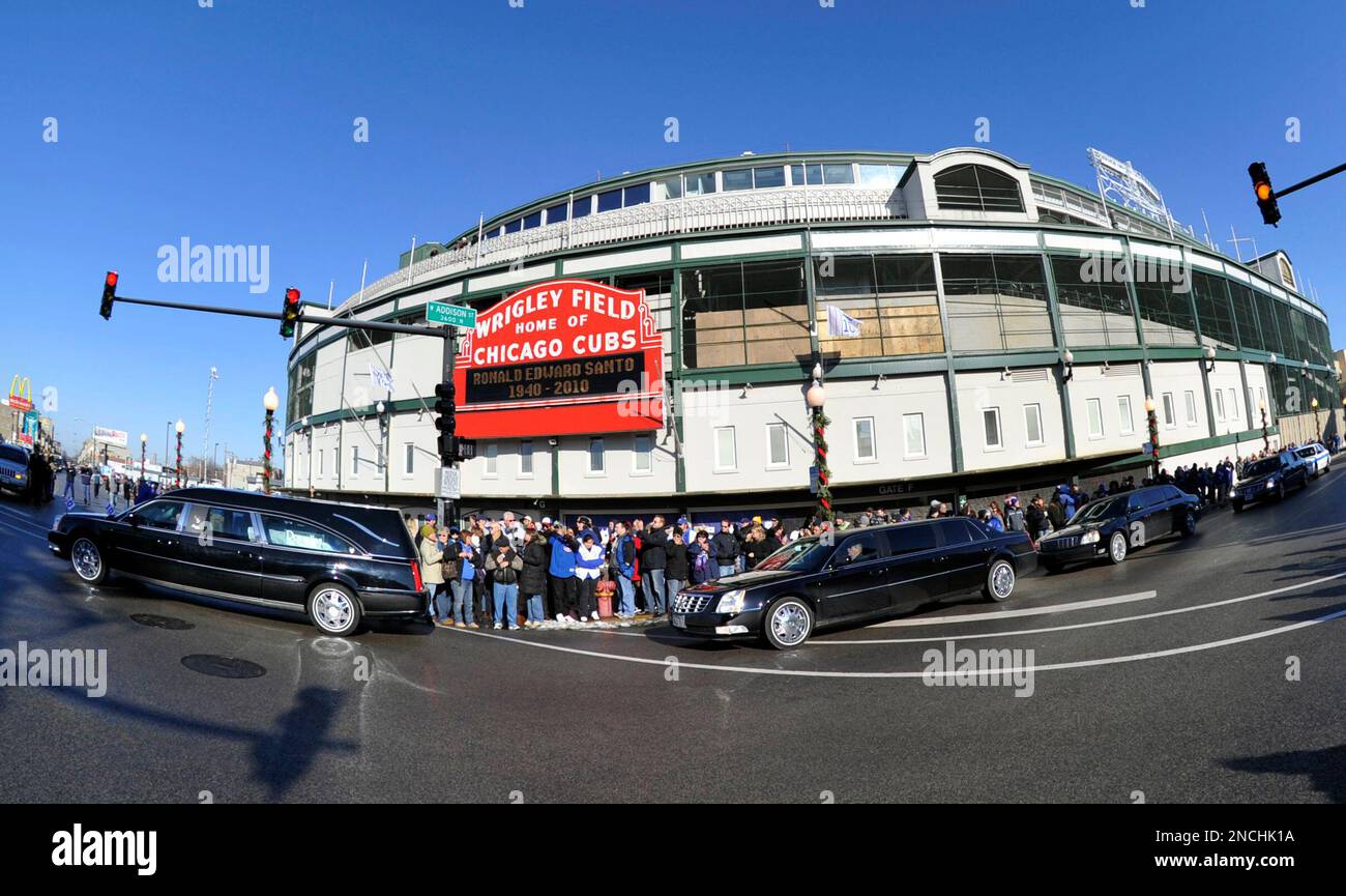 The funeral procession for former Chicago Cubs great and longtime radio
