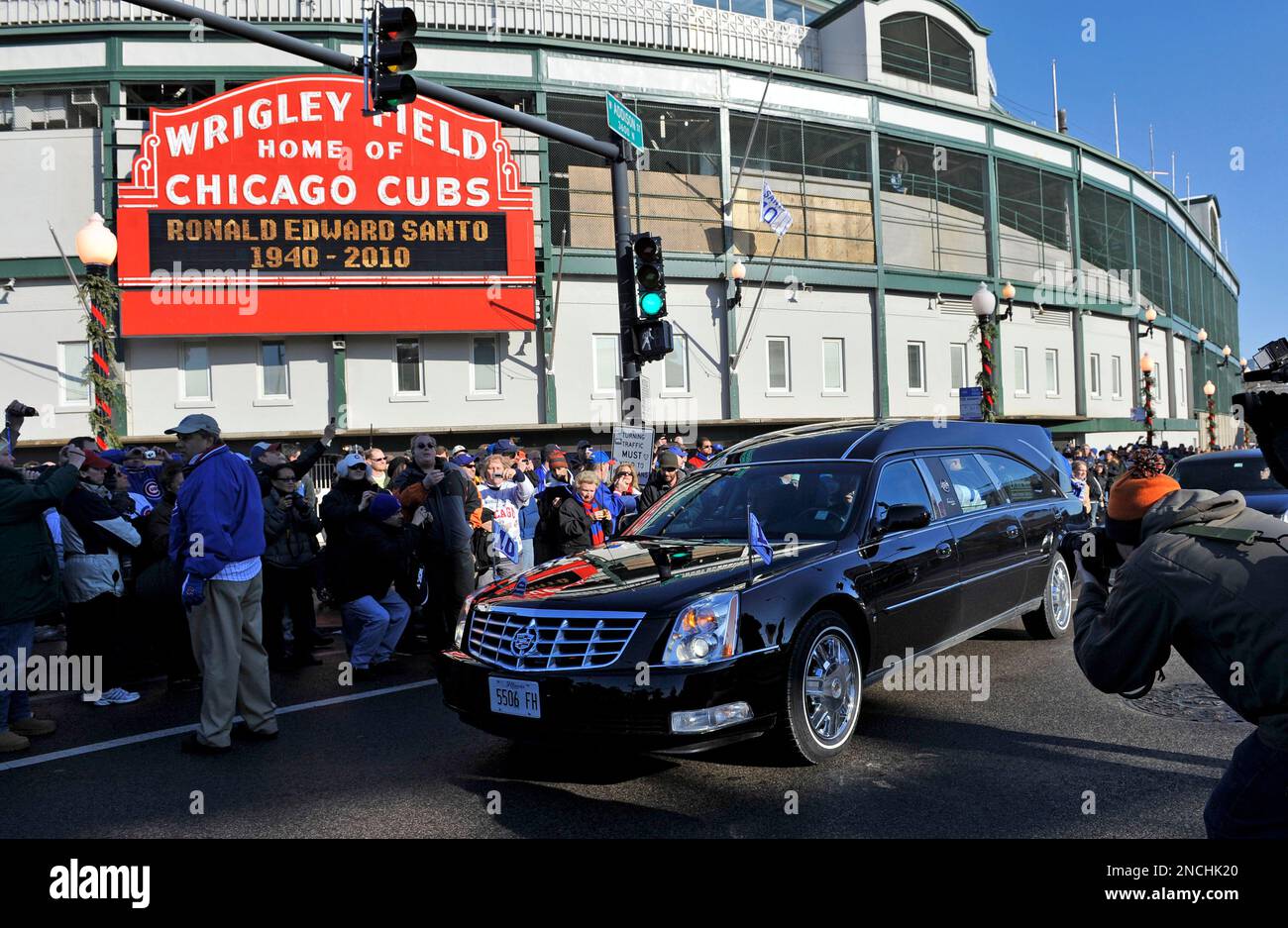 The funeral procession for former Chicago Cubs great and longtime radio
