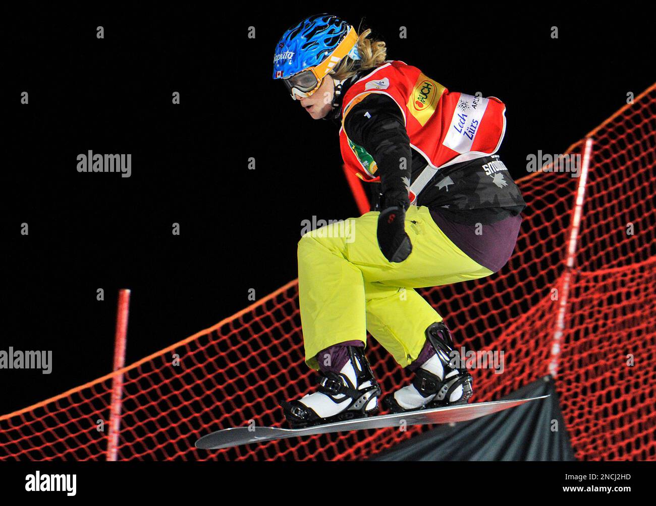 Dominique Maltais from Canada speeds down the course during the women's