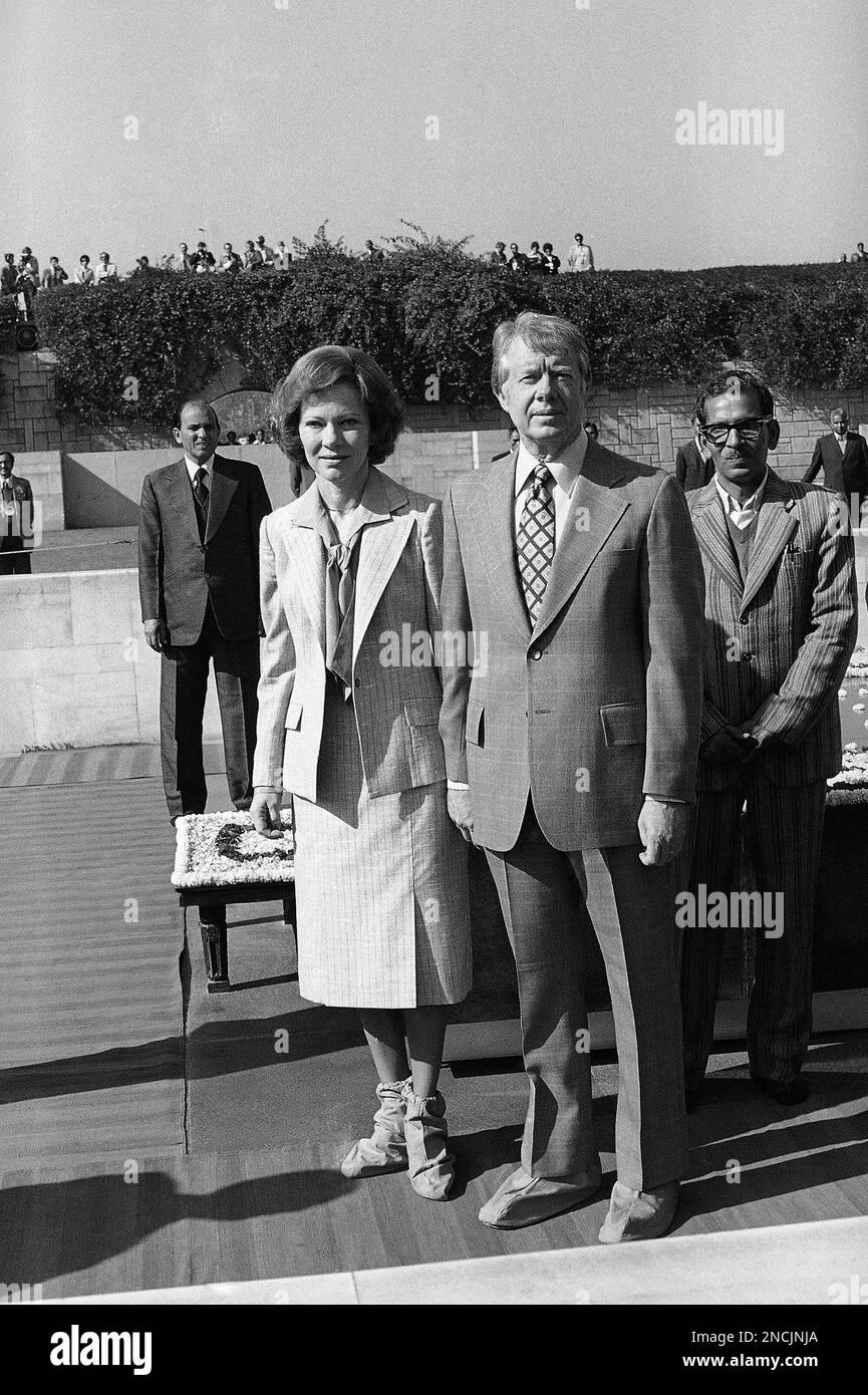 President. Jimmy Carter and Wife Rosalynn Carter wearing covers