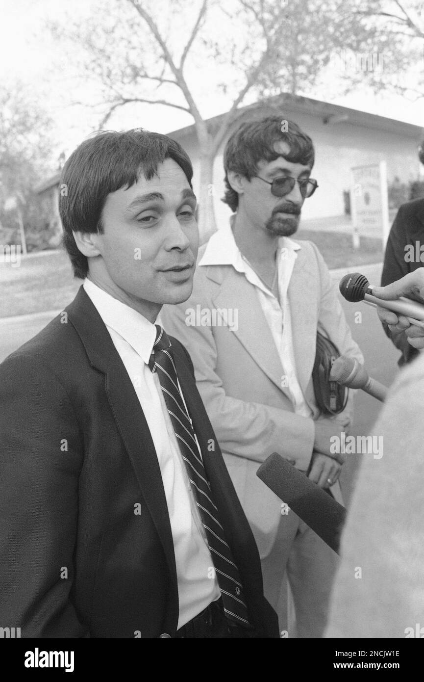 Brad Keller, left, and his brother Randy outside the coroner's office ...