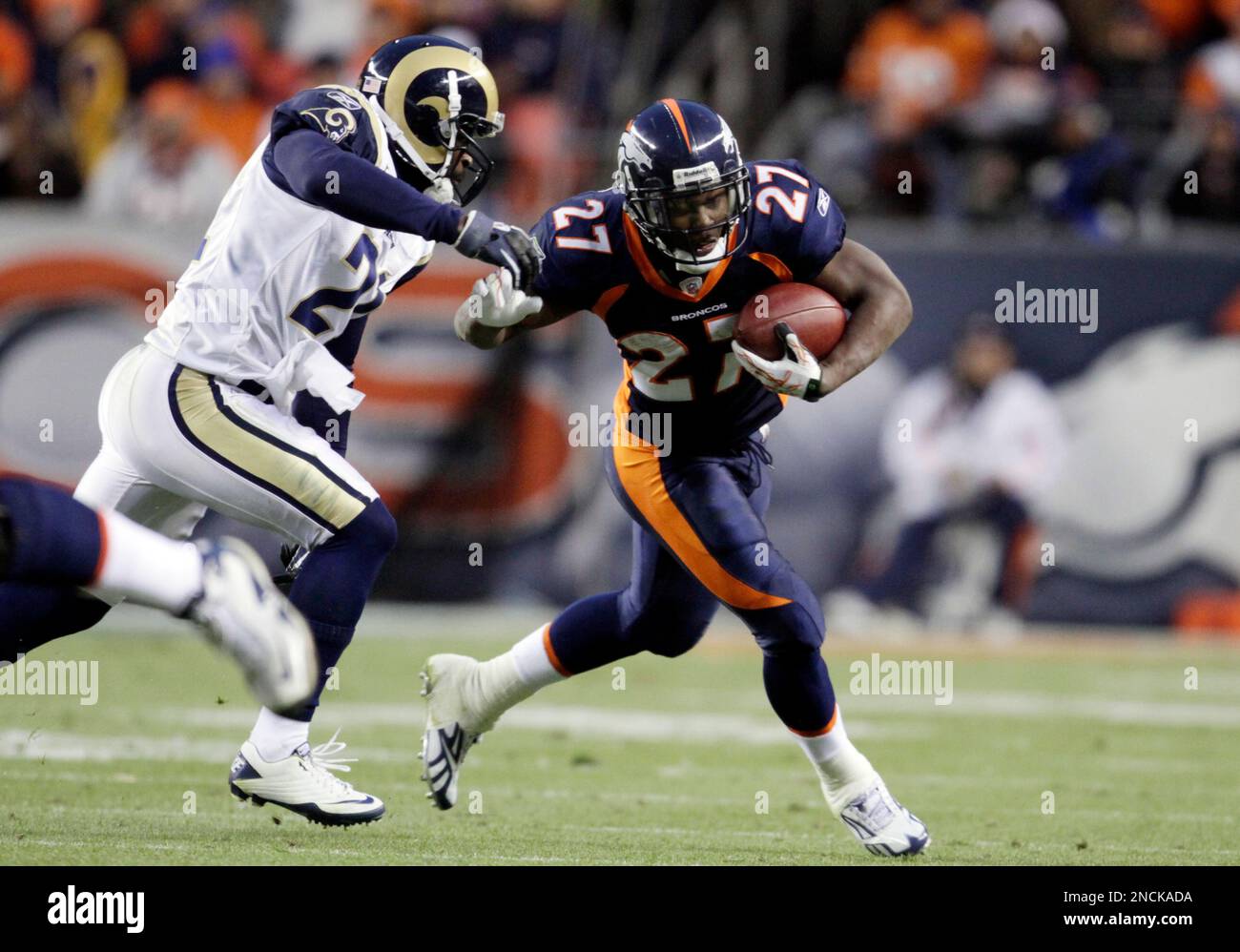 Denver Broncos running back Knowshon Moreno (27) runs against St. Louis ...