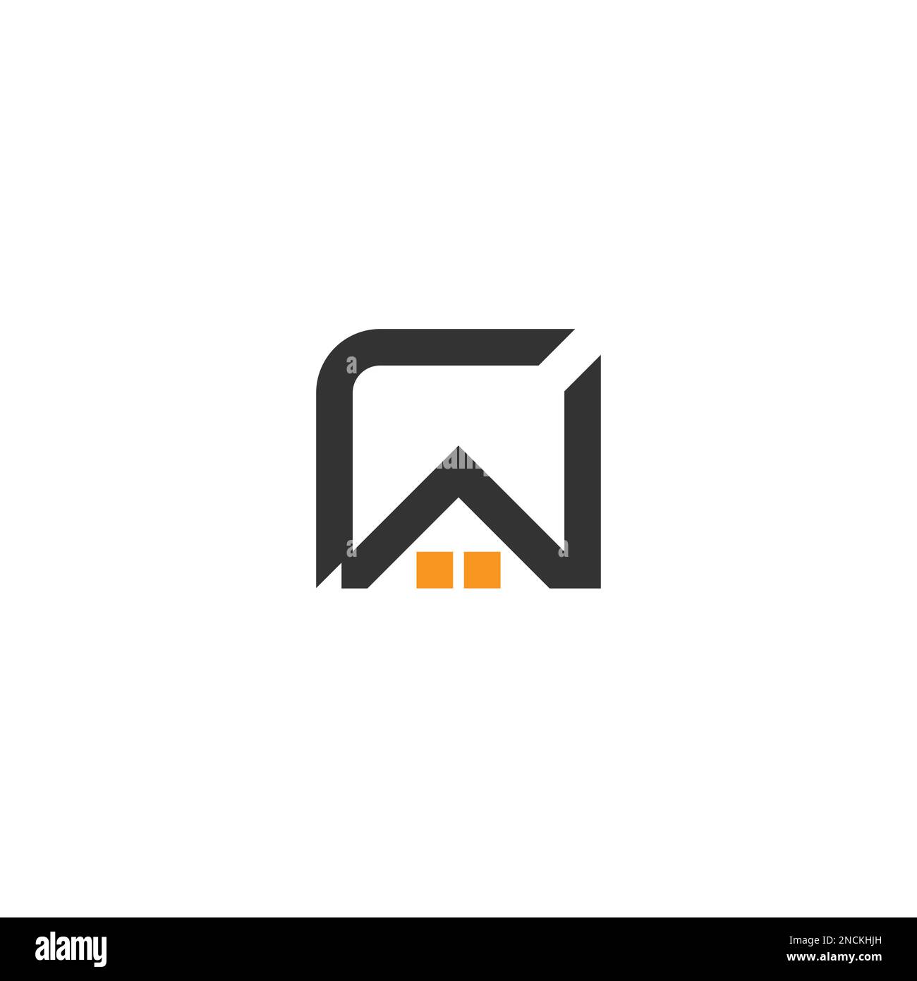 letter rw home shape square geometric logo vector Stock Vector