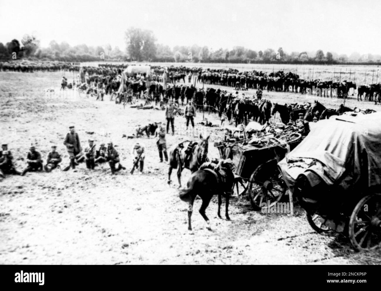 The first of the series of Belgian frontier fortresses before the battle of Liege in their pathway. (AP Photo) Stock Photo