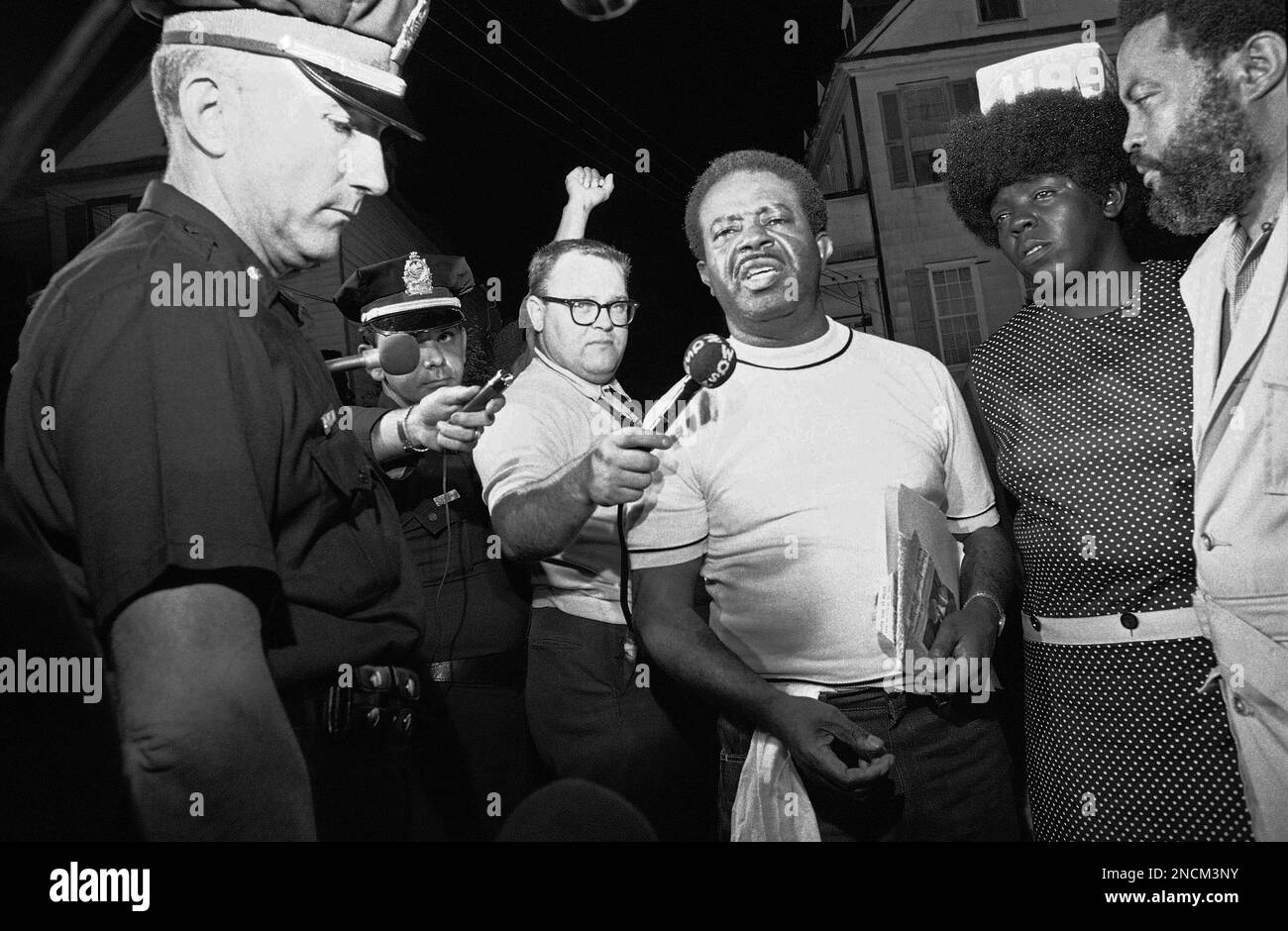 Rev. Ralph David Abernathy, head of the SCLC is led away by a police