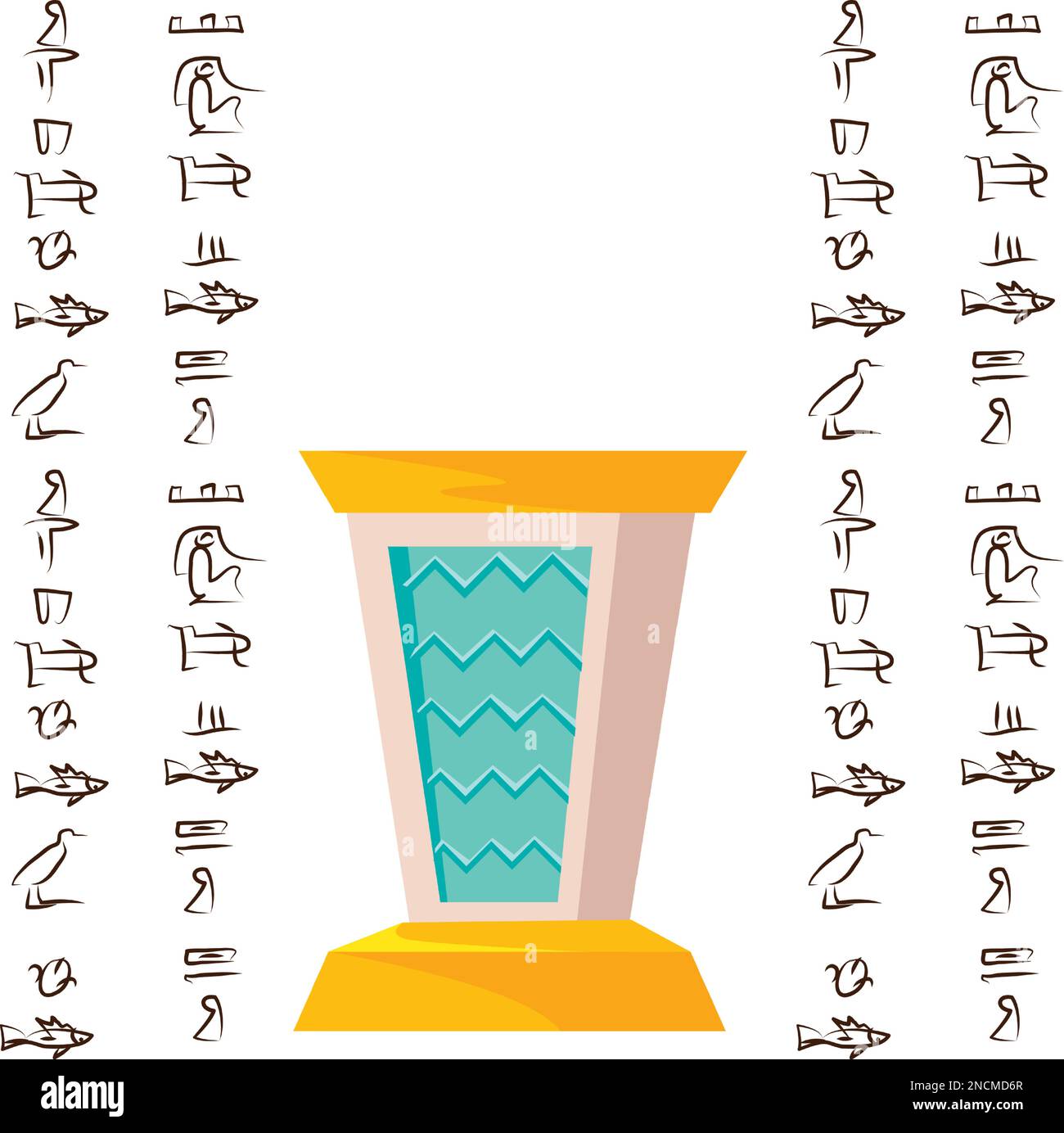 Antique empty altar or table for religious offering and Egyptian hieroglyphs, cartoon vector illustration, graphical user interface for game design isolated on white background Stock Vector