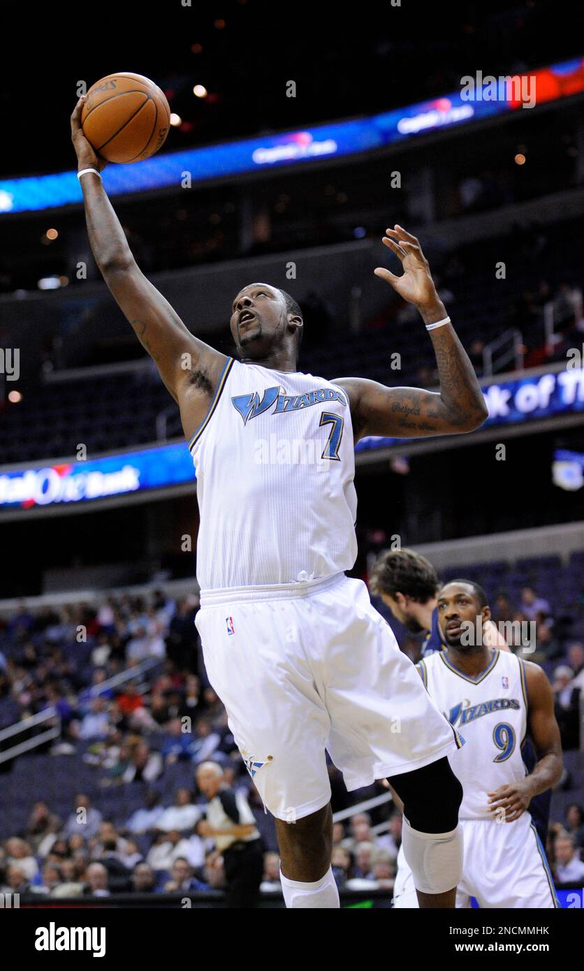 Washington Wizards power forward Andray Blatche grabs a rebound during ...